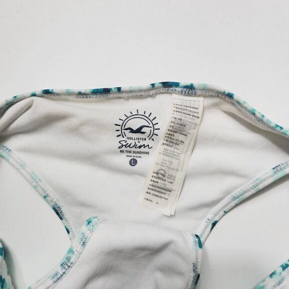 Hollister Swim Blue & White Tie Dye Bikini Size 36B Top & Large Bottom - Picture 7 of 11
